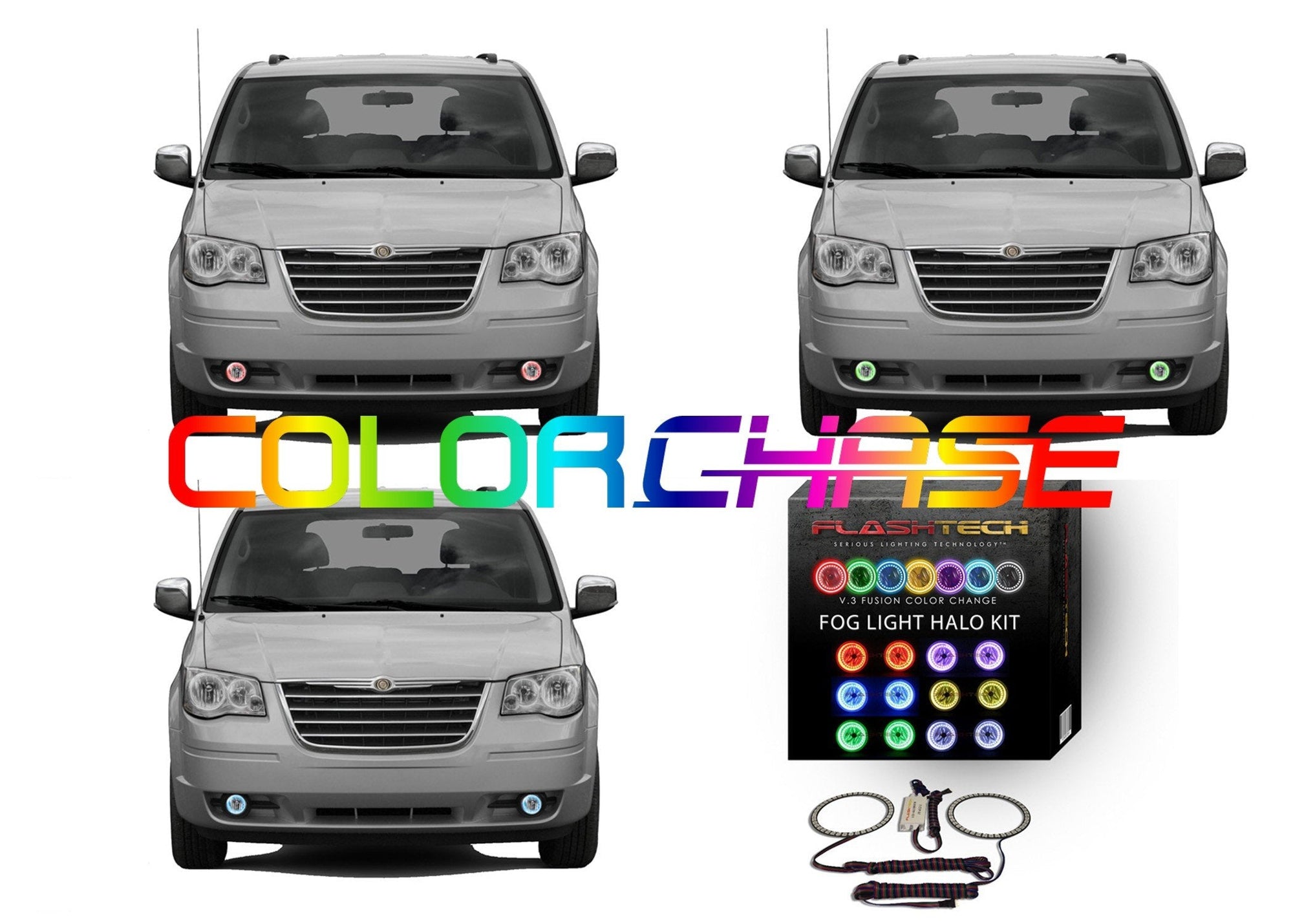 Chrysler Town & Country ColorChase LED Halo Fog Light Kit 2005-2010