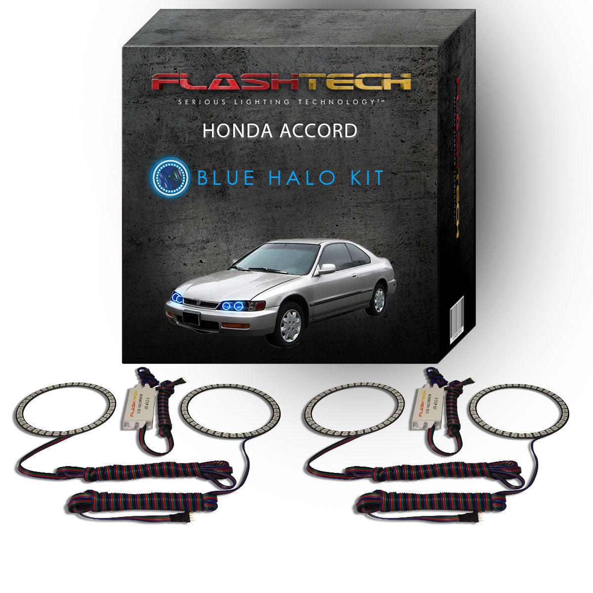 Honda-Accord-1994, 1995, 1996, 1997-LED-Halo-Headlights-RGB-No Remote-HO-AC9497-V3H