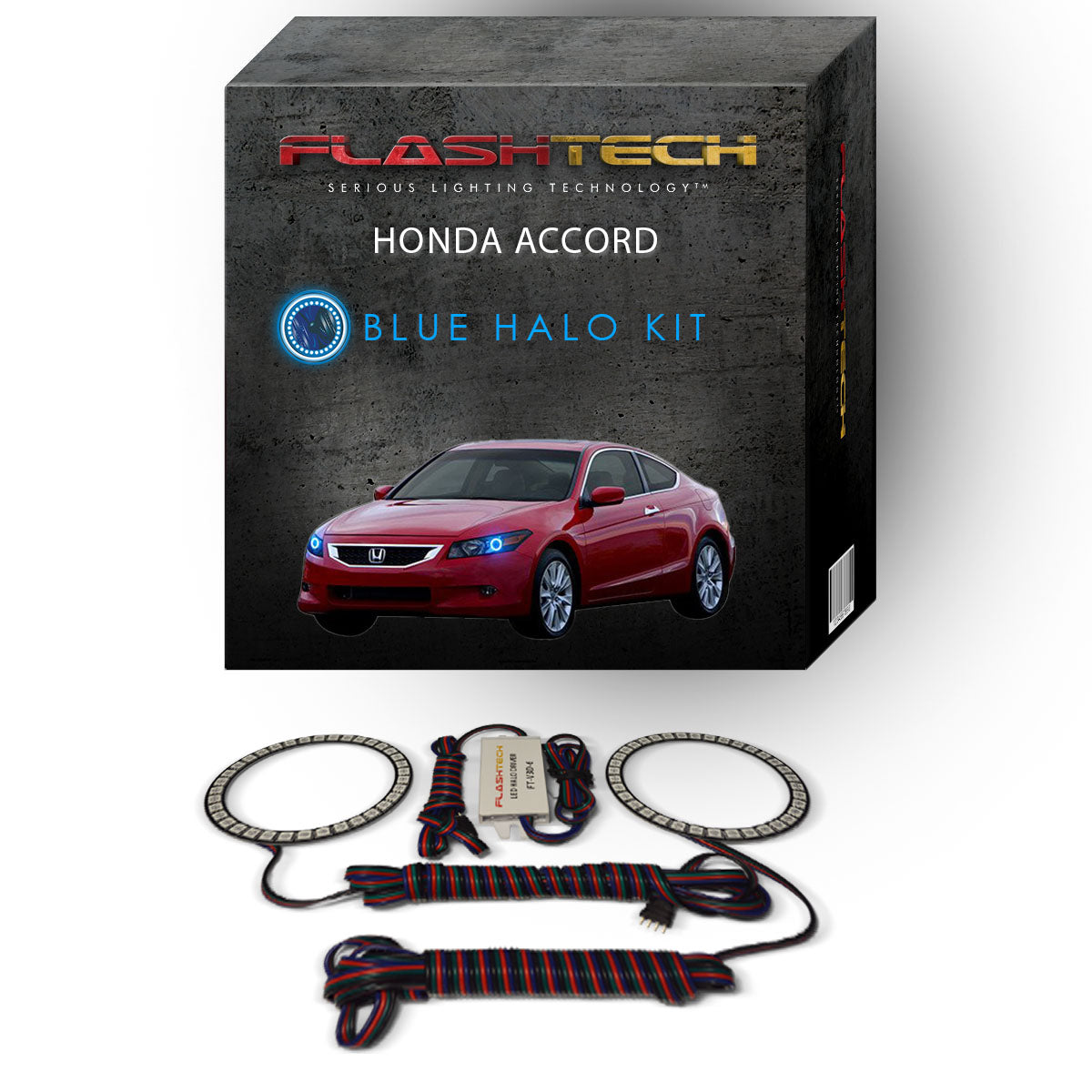 Honda-Accord-2008, 2009, 2010-LED-Halo-Headlights-RGB-No Remote-HO-ACC0810-V3H