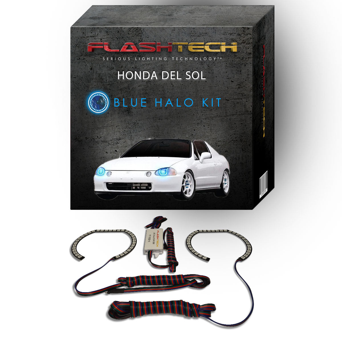 Honda-Del Sol-1994, 1995, 1996, 1997-LED-Halo-Headlights-RGB-No Remote-HO-DS9497-V3H