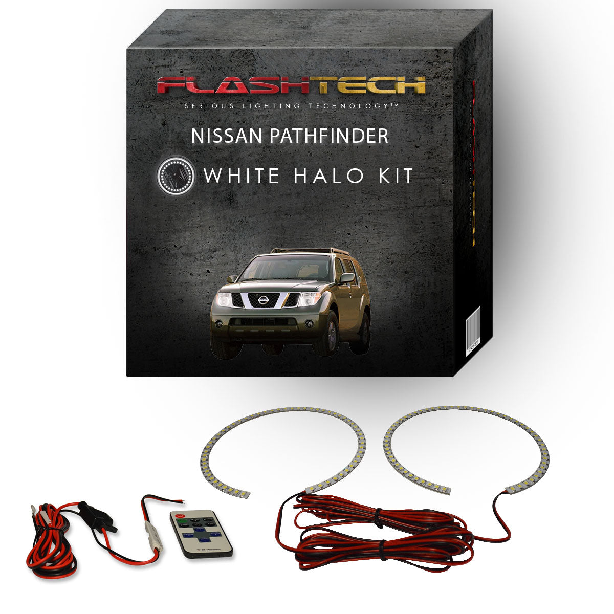 Nissan-Pathfinder-2005, 2006, 2007, 2008, 2009, 2010, 2011, 2012-LED-Halo-Headlights-White-RF Remote White-NI-PF0512-WHRF
