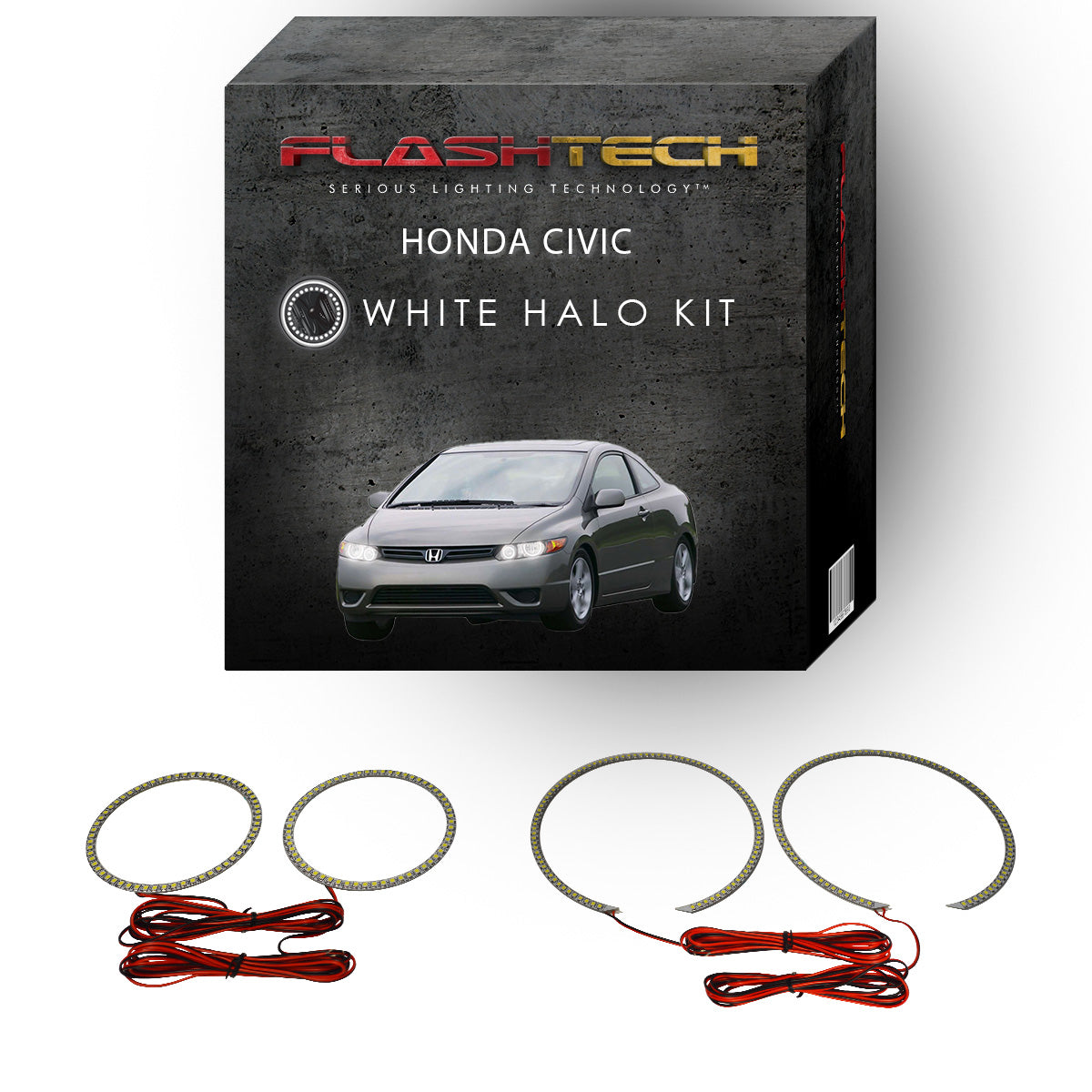 Honda Civic Coupe White LED Halo Headlight Kit 2006-2008