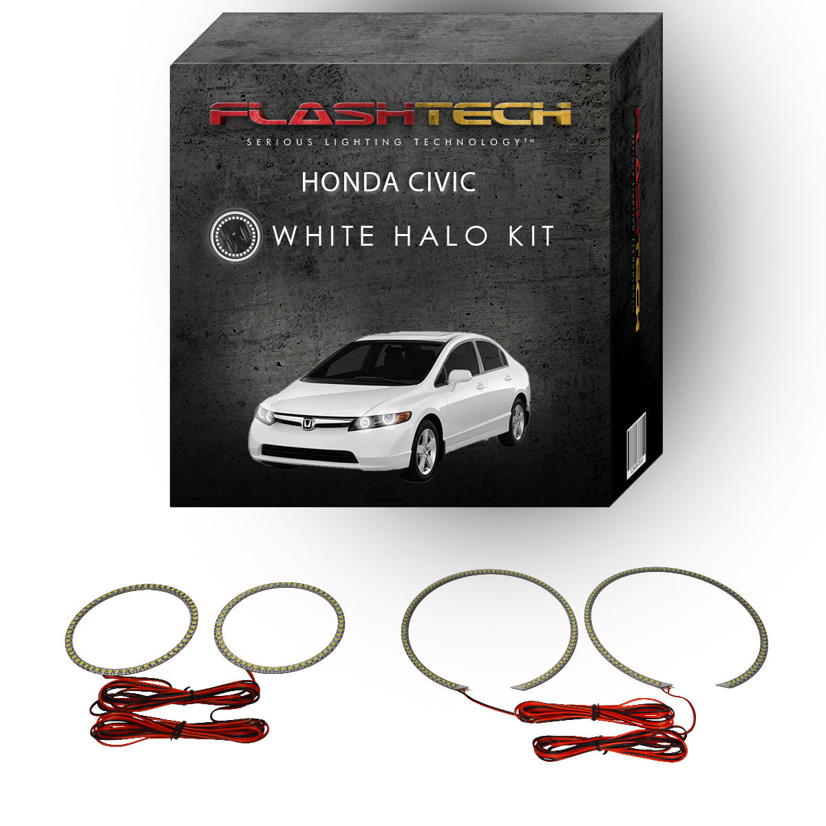 Honda Civic Sedan White LED Halo Headlight Kit 2006-2008