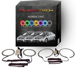 Honda Civic Sedan V.3 Fusion Color Change LED Halo Headlight Kit 2009-2011