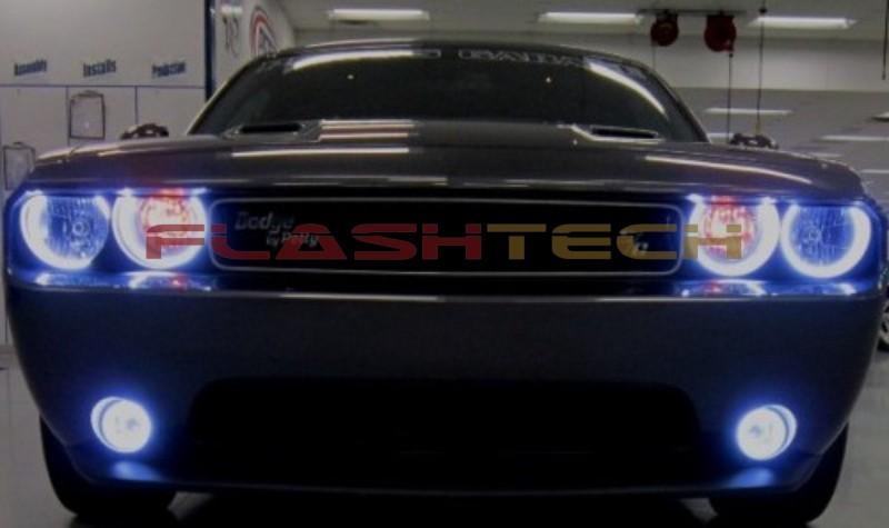 Dodge-Challenger-2008, 2009, 2010, 2011, 2012, 2013, 2014-LED-Halo-Headlights-White-RF Remote White-DO-CLNP0814-WHRF