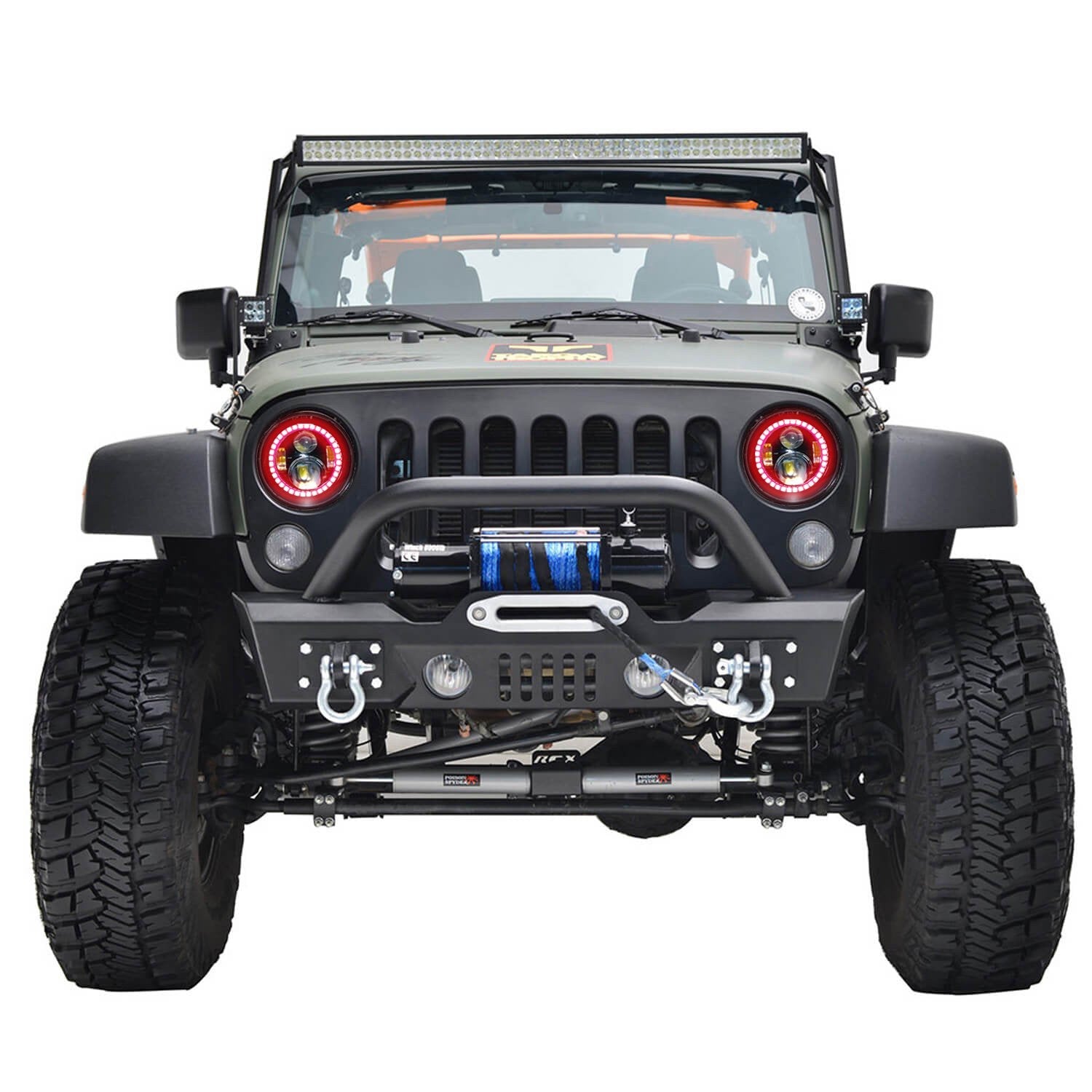 Jeep-Wrangler-2007, 2008, 2009, 2010, 2011, 2012, 2013, 2014, 2015, 2016, 2017-LED-Halo-Headlights-ColorChase-No Remote-7inch-LEDprojector-CCH