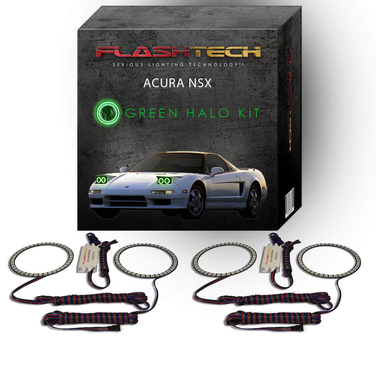 Acura-NSX-1991-1992-1993-1994-1995-1996-1997-1998-1999-2000-2001-LED-Halo-Headlights-Green-No-Remote-AC-NSX9101-GH