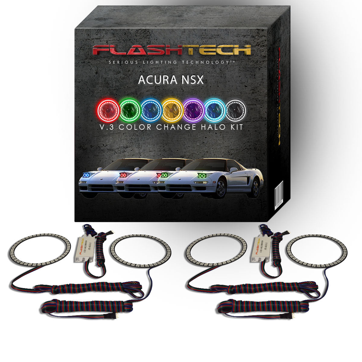 Acura-NSX-1991, 1992, 1993, 1994, 1995, 1996, 1997, 1998, 1999, 2000, 2001-LED-Halo-Headlights-RGB-No Remote-AC-NSX9101-V3H