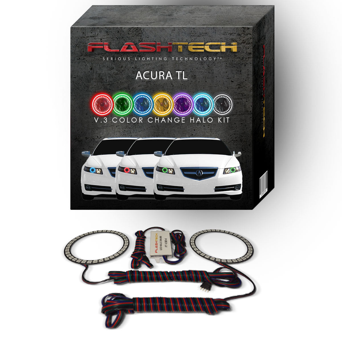 Acura-TL-2005, 2006, 2007-LED-Halo-Headlights-RGB-No Remote-AC-TL0507-V3H