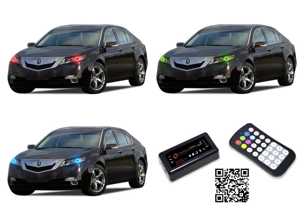Acura-TL-2009, 2010, 2011, 2012, 2013, 2014-LED-Halo-Headlights-RGB-Bluetooth RF Remote-AC-TL0914-V3HBTRF