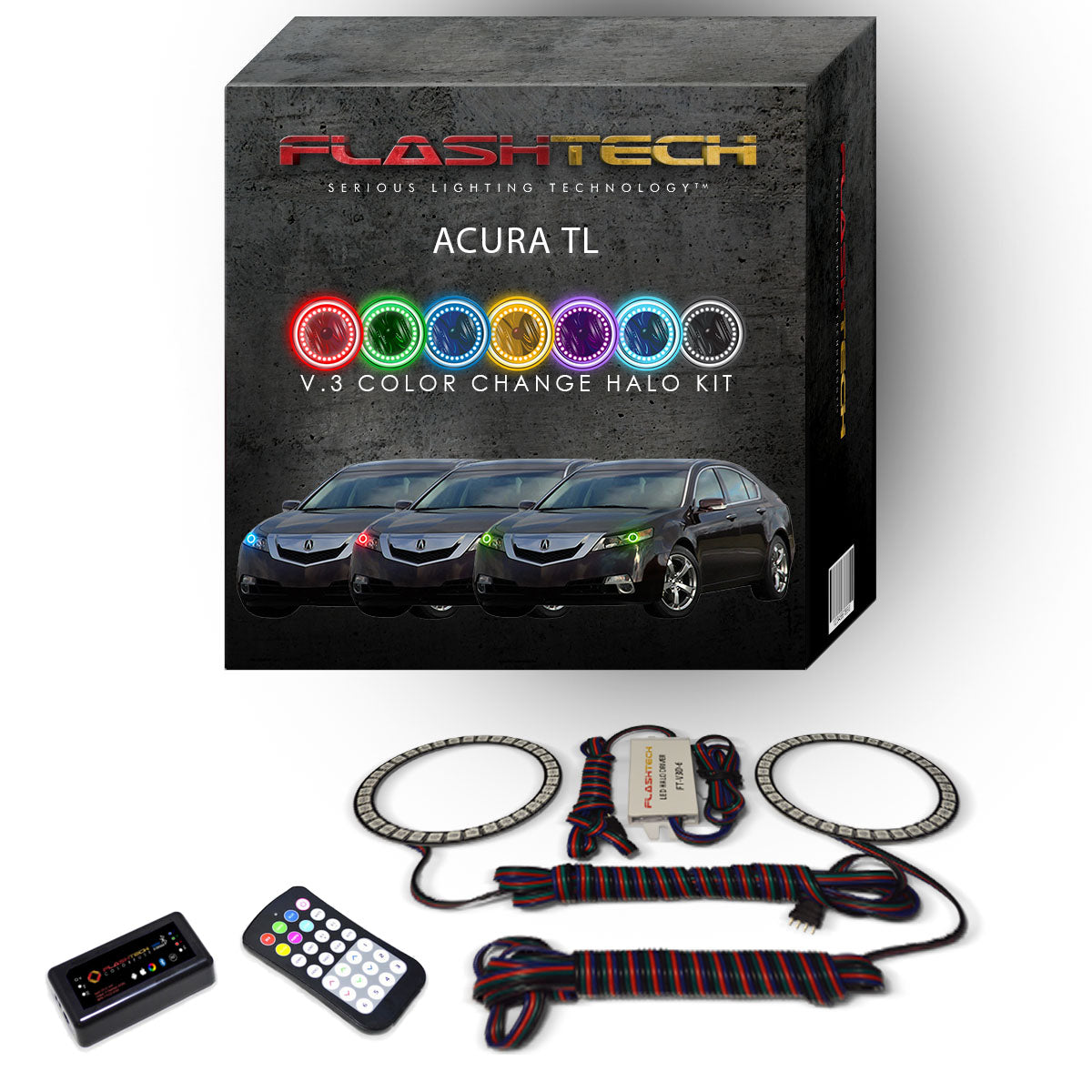 Acura-TL-2009, 2010, 2011, 2012, 2013, 2014-LED-Halo-Headlights-RGB-RF Remote-AC-TL0914-V3HRF