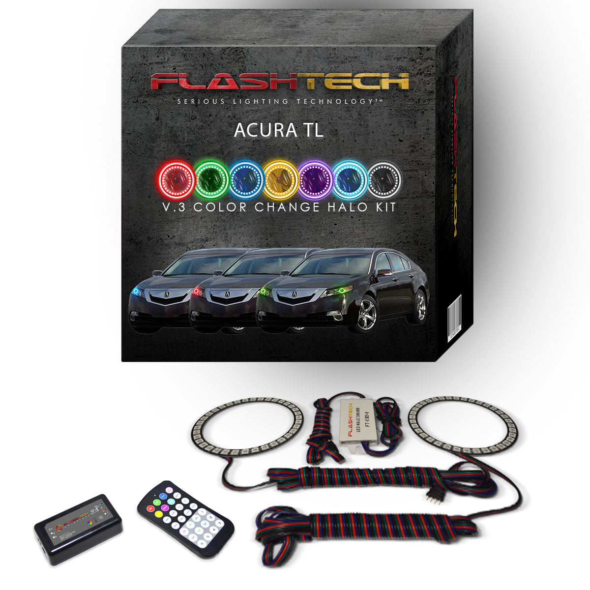 Acura-TL-2009, 2010, 2011, 2012, 2013, 2014-LED-Halo-Headlights-RGB-RF Remote-AC-TL0914-V3HRF