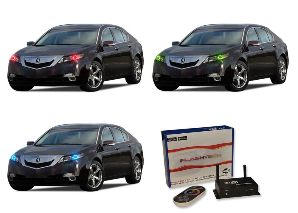 Acura-TL-2009, 2010, 2011, 2012, 2013, 2014-LED-Halo-Headlights-RGB-WiFi Remote-AC-TL0914-V3HWI