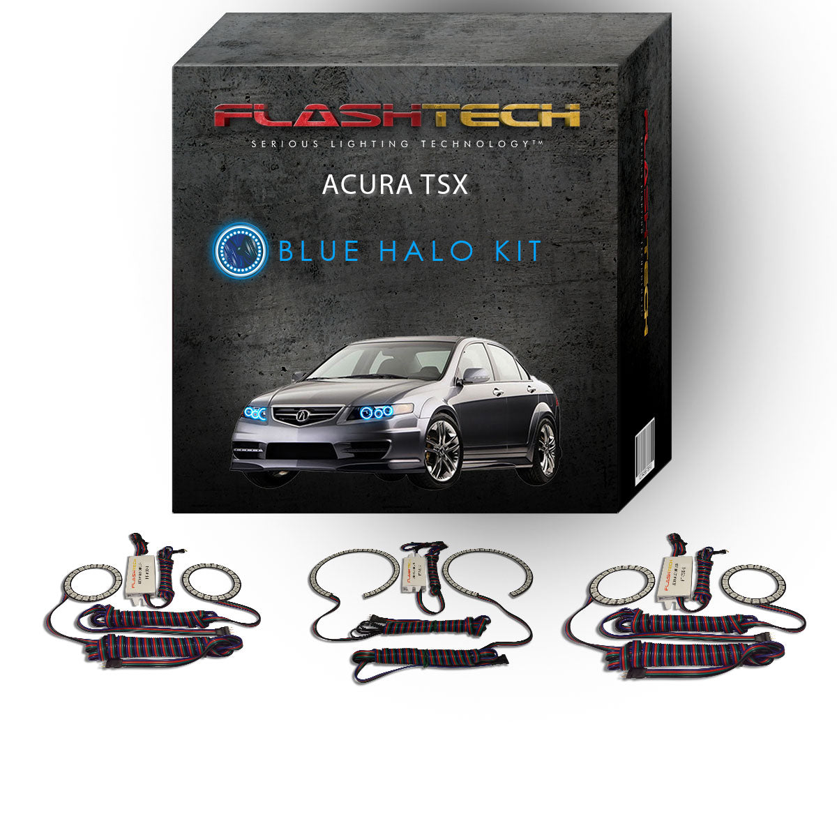 Acura-TSX-2004, 2005, 2006, 2007, 2008-LED-Halo-Headlights-RGB-No Remote-AC-TSX0408-V3H