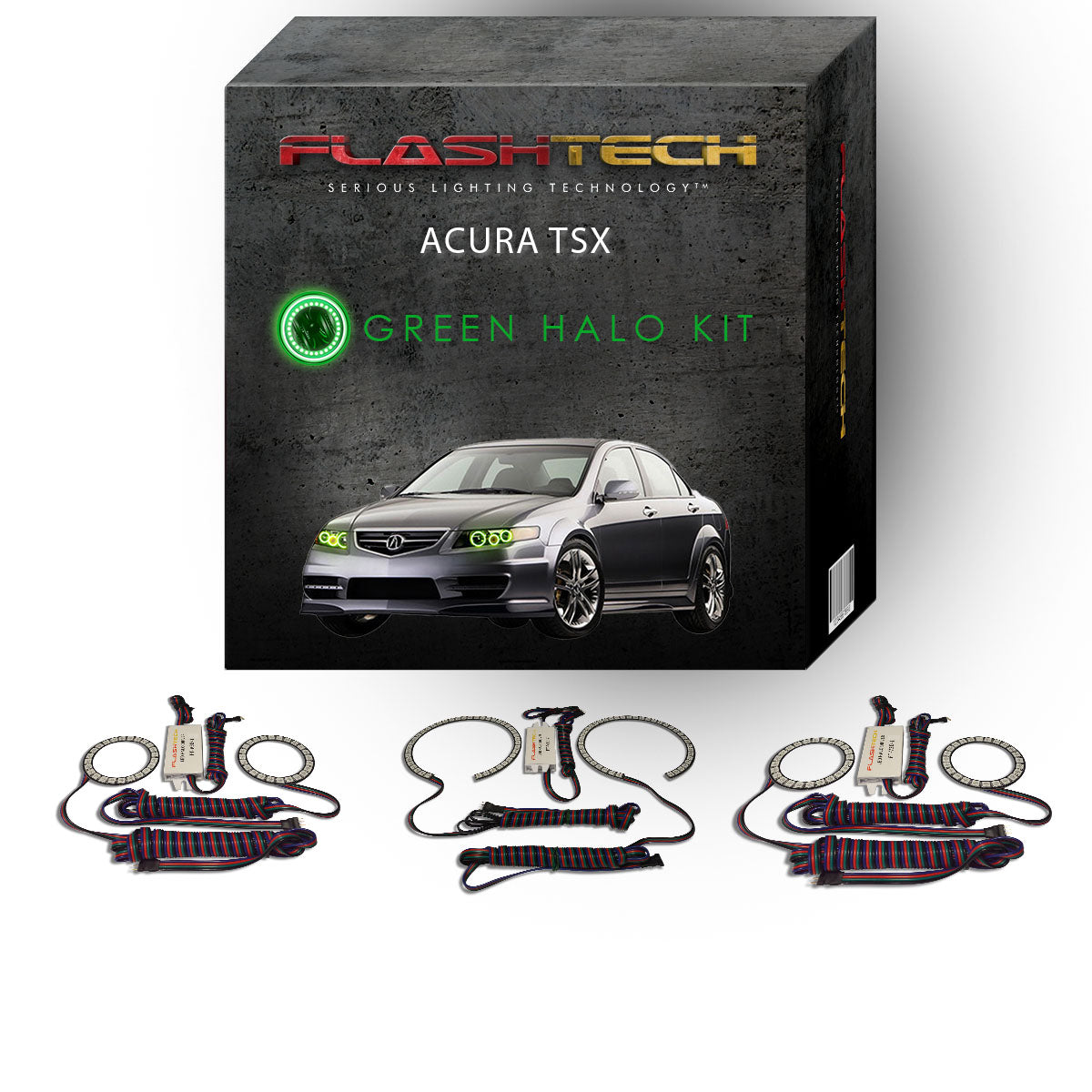 Acura-TSX-2004-2005-2006-2007-2008-LED-Halo-Headlights-Green-No-Remote-AC-TSX0408-GH