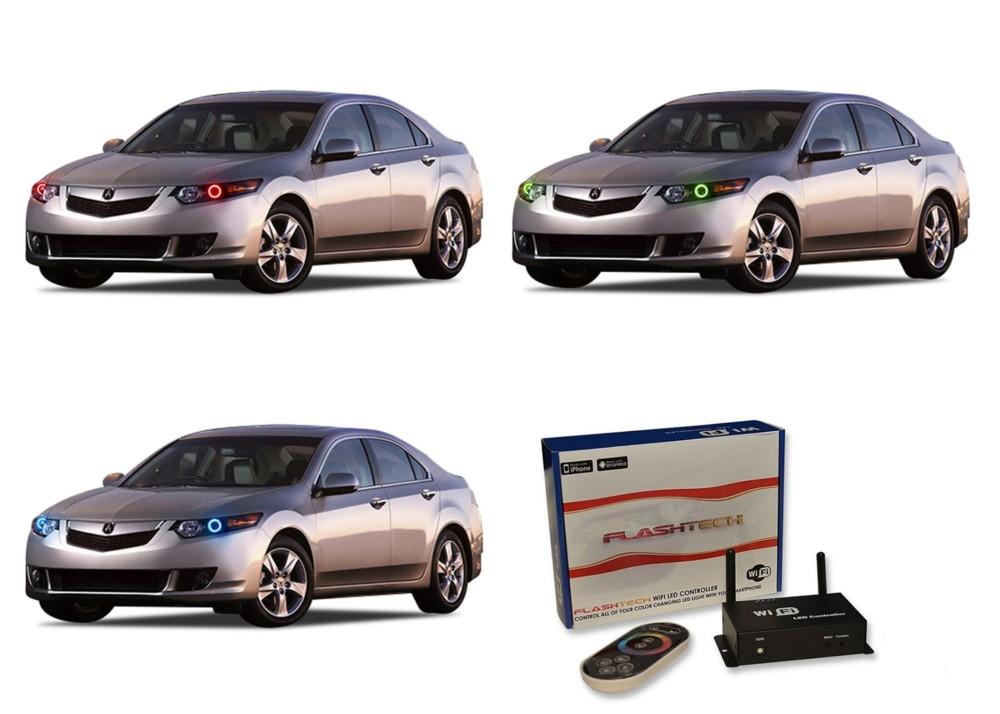 Acura-TSX-2009, 2010, 2011, 2012, 2013, 2014-LED-Halo-Headlights-RGB-WiFi Remote-AC-TSX0914-V3HWI