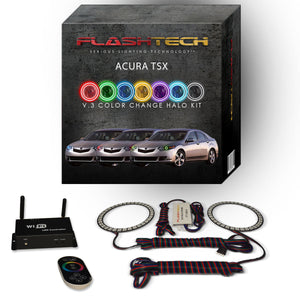 Acura-TSX-2009, 2010, 2011, 2012, 2013, 2014-LED-Halo-Headlights-RGB-IR Remote-AC-TSX0914-V3HIR