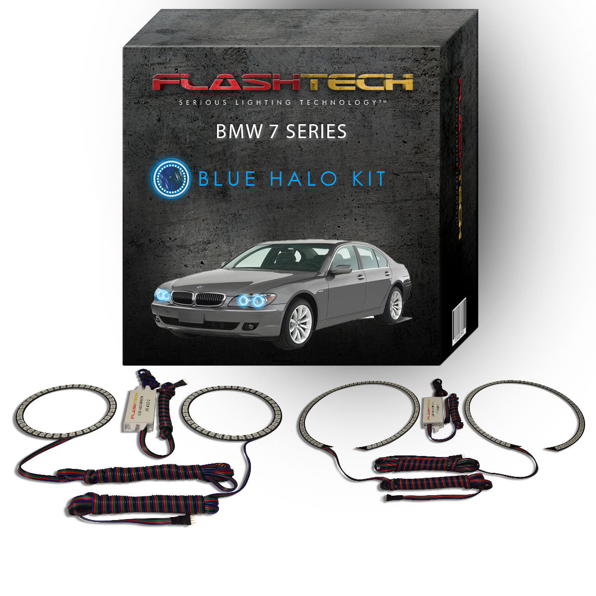 BMW-7 series-2006, 2007, 2008-LED-Halo-Headlights-RGB-No Remote-BM-7S07-V3H