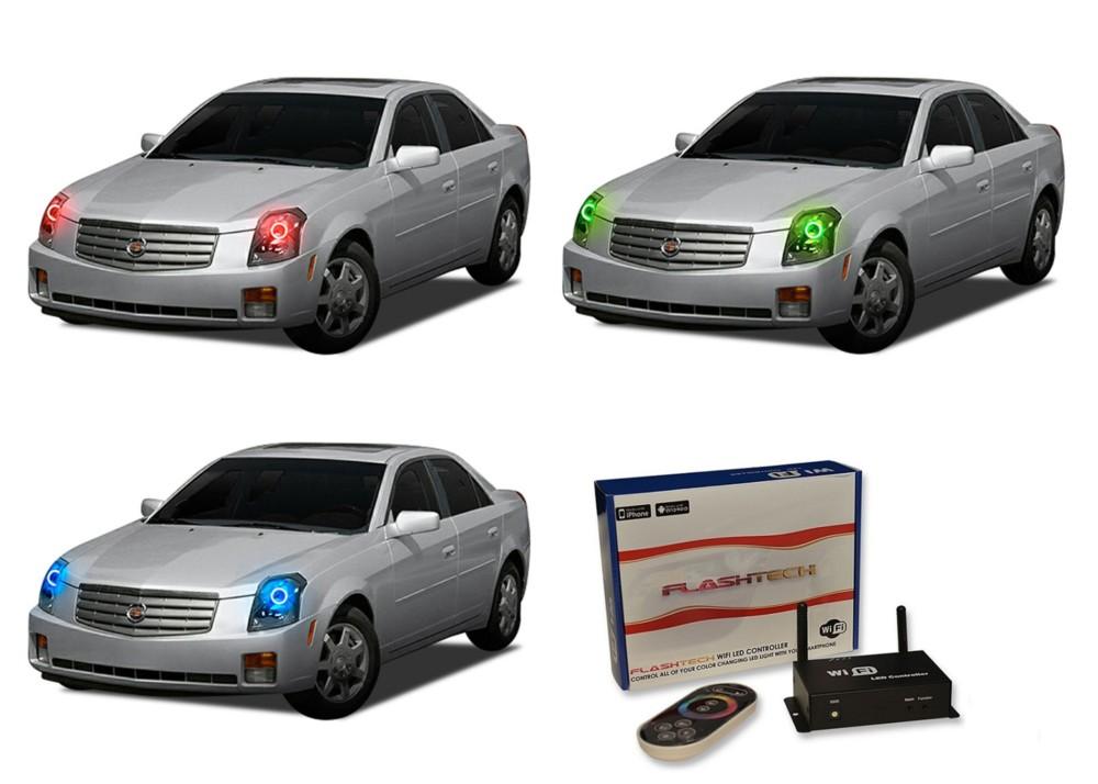 Cadillac-CTS-2003, 2004, 2005, 2006, 2007-LED-Halo-Headlights-RGB-WiFi Remote-CA-CTS0307-V3HWI