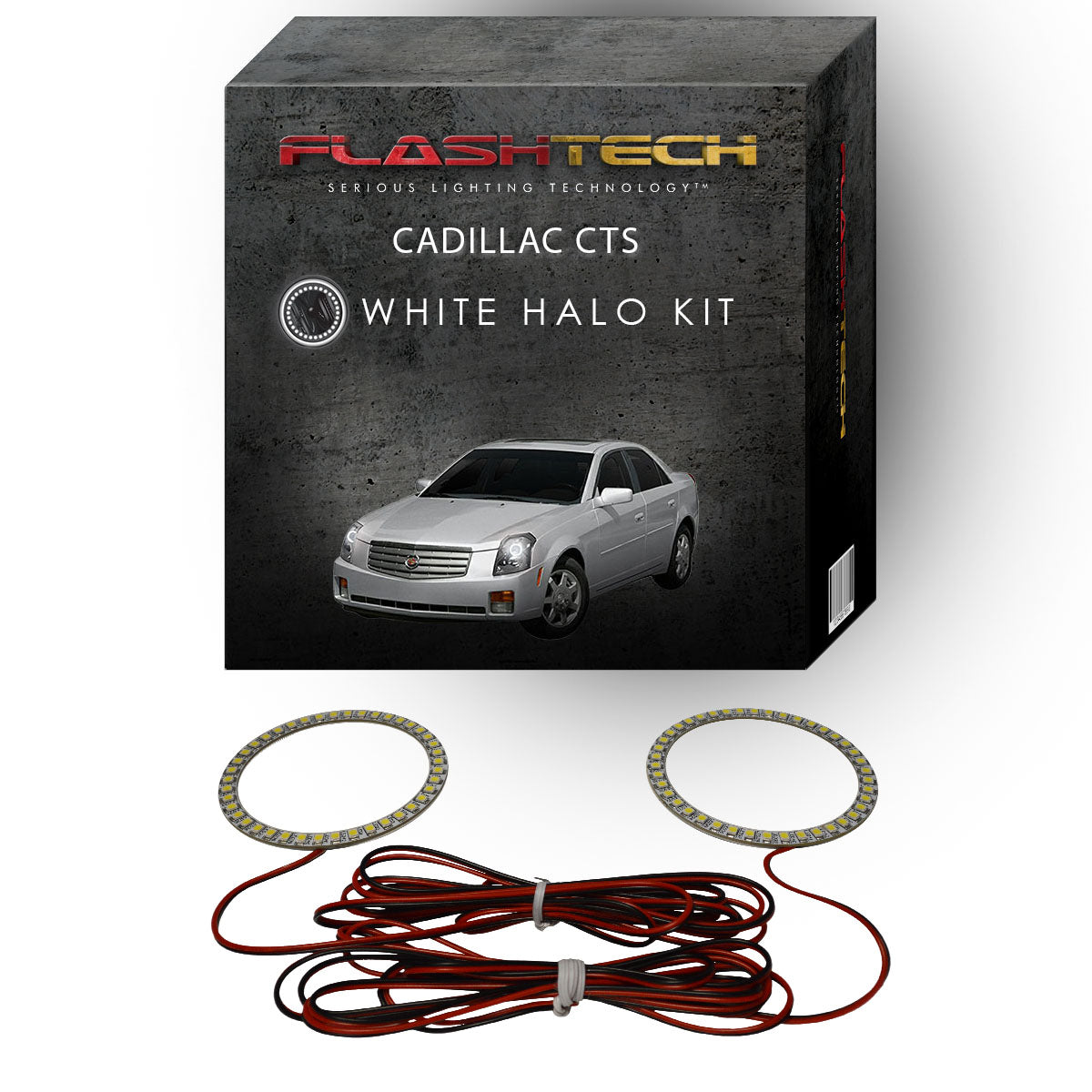 Cadillac-CTS-2003, 2004, 2005, 2006, 2007-LED-Halo-Headlights-White-RF Remote White-CA-CTS0307-WHRF