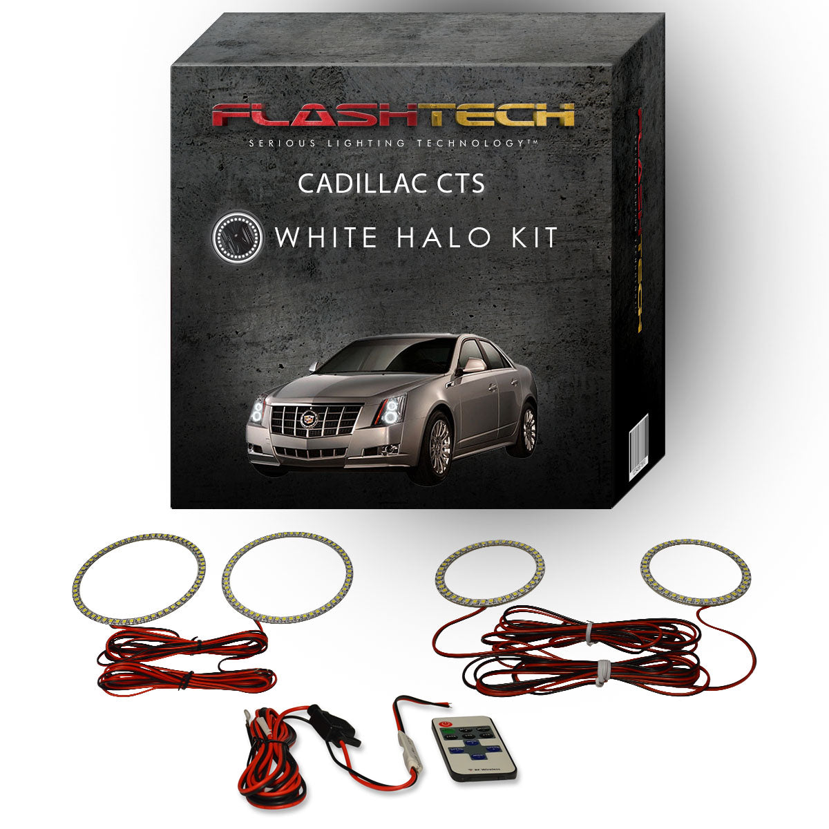 Cadillac-CTS-2008, 2009, 2010, 2011, 2012, 2013-LED-Halo-Headlights-White-RF Remote White-CA-CTSHA0813-WHRF