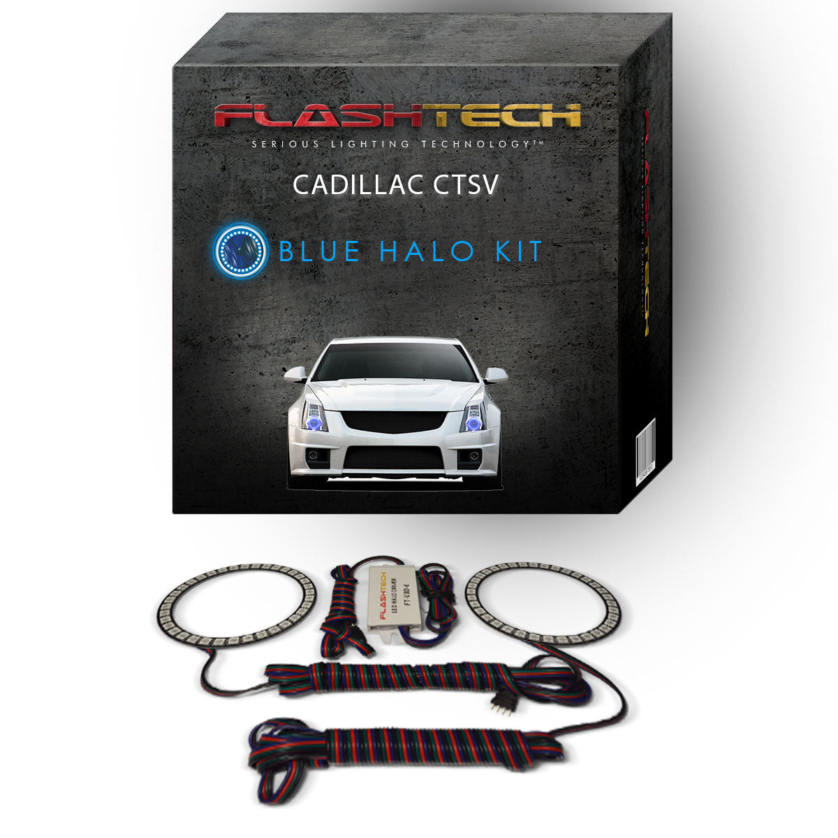 Cadillac-CTS-2008, 2009, 2010, 2011, 2012, 2013, 2014, 2015-LED-Halo-Headlights-RGB-No Remote-CA-CTSV0813-V3H