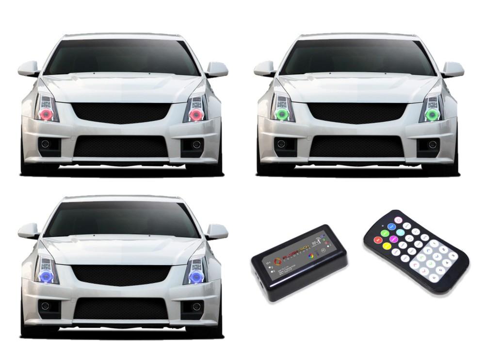 Cadillac-CTS-2008, 2009, 2010, 2011, 2012, 2013, 2014, 2015-LED-Halo-Headlights-RGB-Colorfuse RF Remote-CA-CTSV0813-V3HCFRF