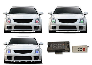 Cadillac-CTS-2008, 2009, 2010, 2011, 2012, 2013, 2014, 2015-LED-Halo-Headlights-RGB-RF Remote-CA-CTSV0813-V3HRF