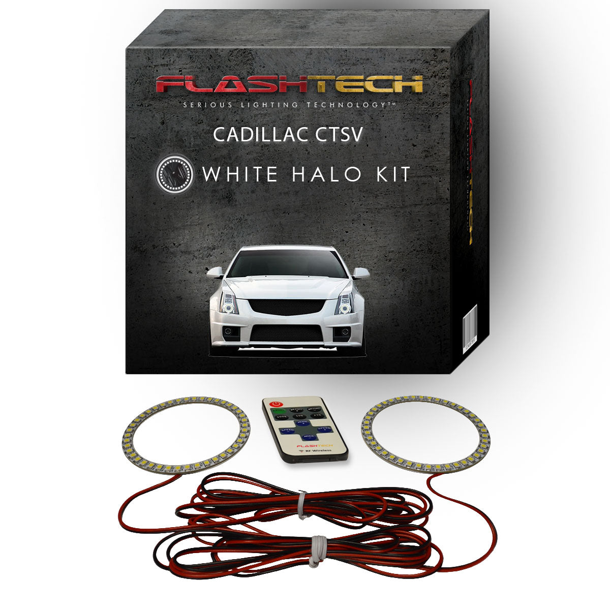Cadillac-CTS-2008, 2009, 2010, 2011, 2012, 2013, 2014, 2015-LED-Halo-Headlights-White-RF Remote White-CA-CTSV0813-WHRF