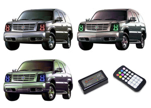 Cadillac-Escalade-2002, 2003, 2004, 2005, 2006-LED-Halo-Headlights-RGB-Colorfuse RF Remote-CA-ES0206-V3HCFRF