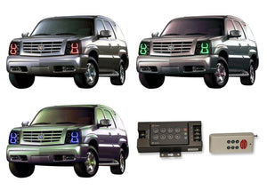 Cadillac-Escalade-2002, 2003, 2004, 2005, 2006-LED-Halo-Headlights-RGB-RF Remote-CA-ES0206-V3HRF