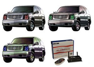 Cadillac-Escalade-2002, 2003, 2004, 2005, 2006-LED-Halo-Headlights-RGB-WiFi Remote-CA-ES0206-V3HWI