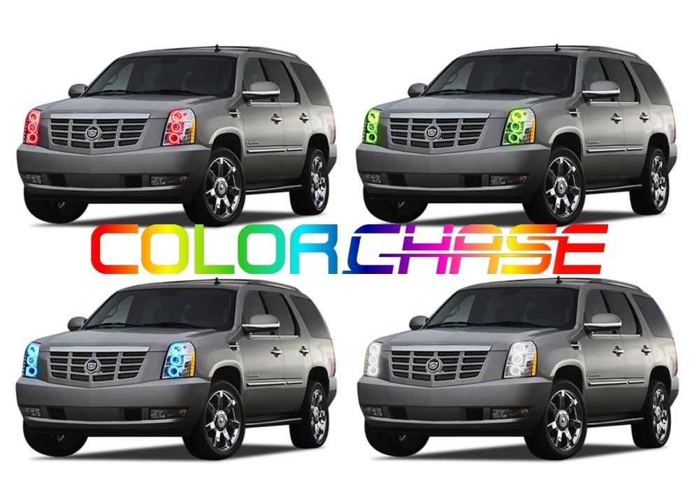 Cadillac-Escalade-2007, 2008, 2009, 2010, 2011, 2012, 2013, 2014-LED-Halo-Headlights-ColorChase-No Remote-CA-ES0714-CCH