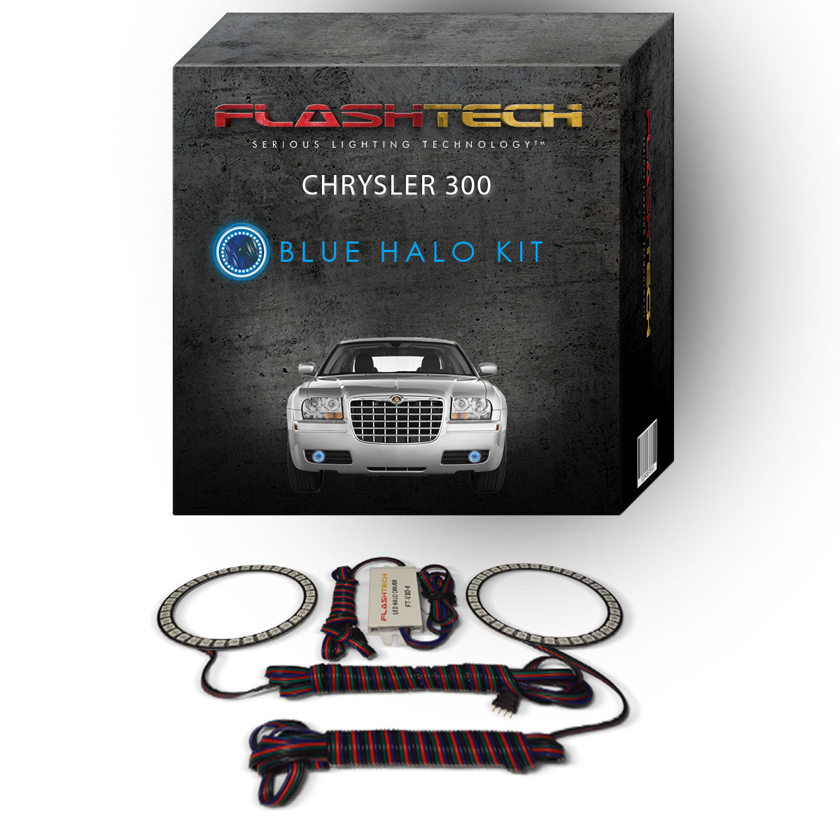 Chrysler-300-2005, 2006, 2007, 2008, 2009, 2010-LED-Halo-Fog Lights-RGB-Bluetooth RF Remote-CH-300510-V3FBTRF