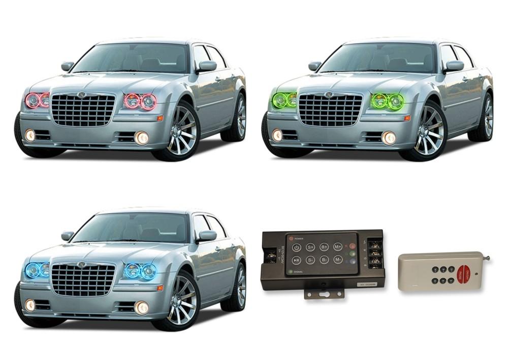 Chrysler-300-2005, 2006, 2007, 2008, 2009, 2010-LED-Halo-Headlights-RGB-RF Remote-CH-30C0510-V3HRF