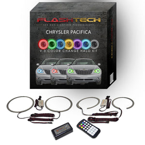 Chrysler-Pacifica-2006, 2007, 2008, 2009-LED-Halo-Headlights-RGB-RF Remote-CH-PF0609-V3HRF