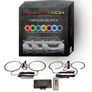 Chrysler-Pacifica-2006, 2007, 2008, 2009-LED-Halo-Headlights-RGB-IR Remote-CH-PF0609-V3HIR