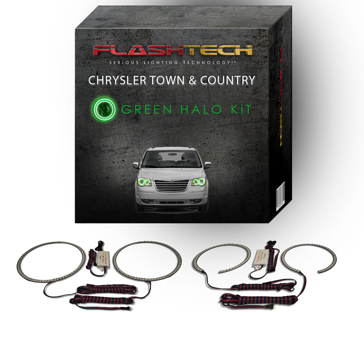 Chrysler-Town & Country-2005, 2006, 2007, 2008, 2009, 2010-LED-Halo-Headlights-RGB-Bluetooth RF Remote-CH-TC0510-V3HBTRF