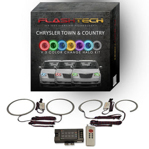 Chrysler-Town & Country-2005, 2006, 2007, 2008, 2009, 2010-LED-Halo-Headlights-RGB-IR Remote-CH-TC0510-V3HIR