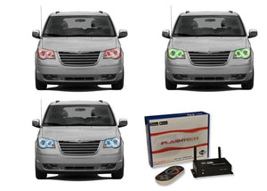 Chrysler-Town & Country-2005, 2006, 2007, 2008, 2009, 2010-LED-Halo-Headlights-RGB-WiFi Remote-CH-TC0510-V3HWI