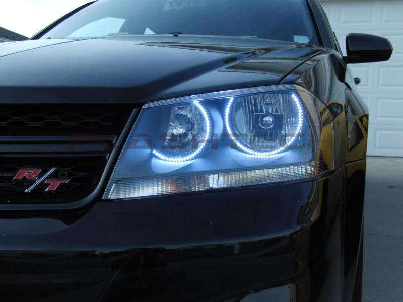 Dodge-Avenger-2008, 2009, 2010, 2011, 2012, 2013, 2014,2015-LED-Halo-Headlights-White-RF Remote White-DO-AV0815-WHRF