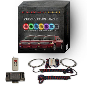 Chevrolet-Avalanche-2007, 2008, 2009, 2010, 2011, 2012, 2013-LED-Halo-Fog Lights-RGB-Bluetooth RF Remote-CY-AV0713-V3FBTRF