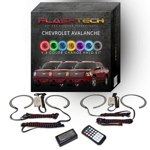 Chevrolet-Avalanche-2007, 2008, 2009, 2010, 2011, 2012, 2013-LED-Halo-Headlights-RGB-Bluetooth RF Remote-CY-AV0713-V3HBTRF