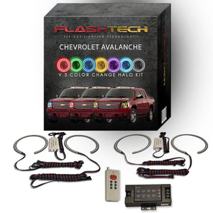 Chevrolet-Avalanche-2007, 2008, 2009, 2010, 2011, 2012, 2013-LED-Halo-Headlights-RGB-Bluetooth RF Remote-CY-AV0713-V3HBTRF