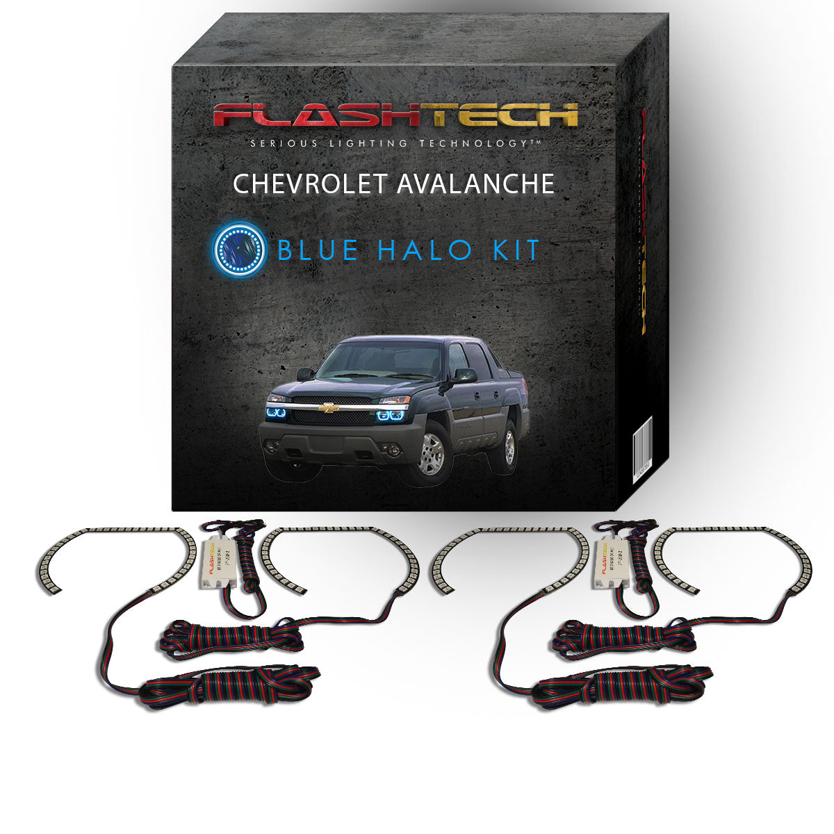 Chevrolet-Avalanche-2003, 2004, 2005, 2006-LED-Halo-Headlights-RGB-No Remote-CY-AVC0306-V3H