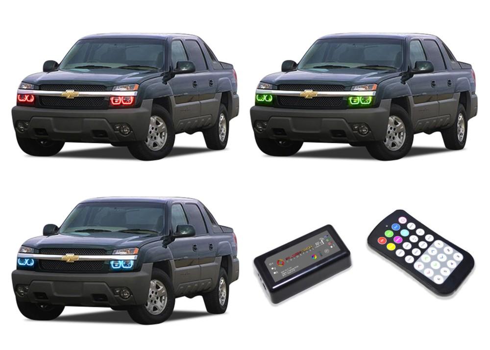 Chevrolet-Avalanche-2003, 2004, 2005, 2006-LED-Halo-Headlights-RGB-Colorfuse RF Remote-CY-AVC0306-V3HCFRF