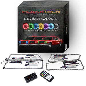 Chevrolet-Avalanche-2003, 2004, 2005, 2006-LED-Halo-Headlights-RGB-RF Remote-CY-AVNC0306-V3HRF