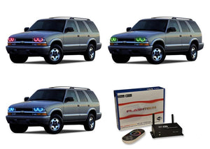 Chevrolet-Blazer-1998, 1999, 2000, 2001, 2002, 2003, 2004-LED-Halo-Headlights-RGB-WiFi Remote-CY-BL9804-V3HWI