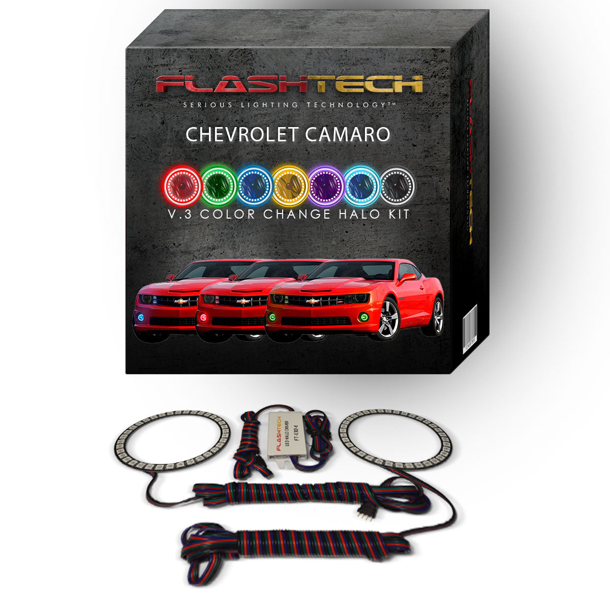 Chevrolet-Camaro-2010, 2011, 2012, 2013-LED-Halo-Fog Lights-RGB-No Remote-CY-CA1013-V3F