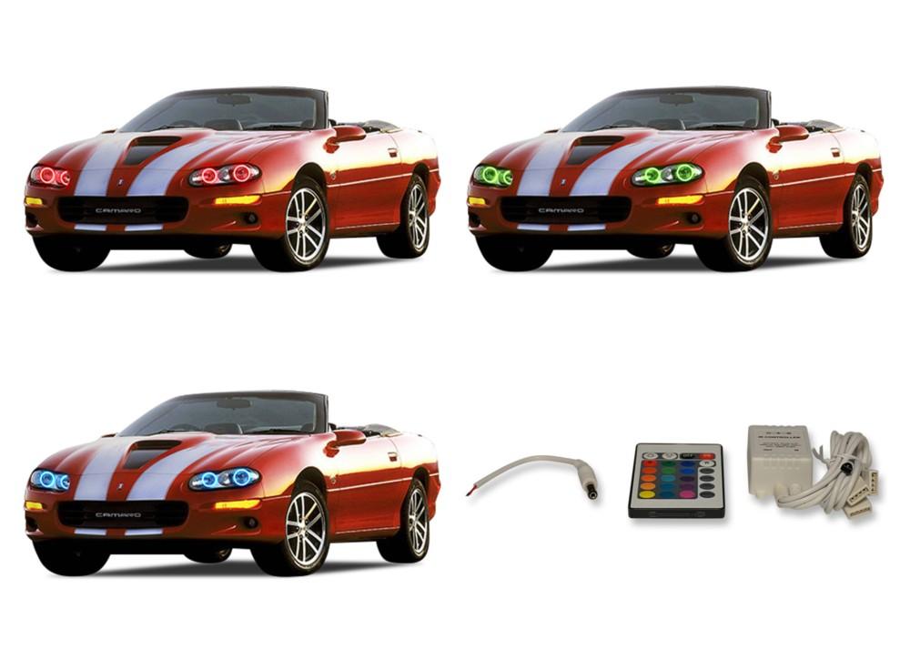 Chevrolet-Camaro-1998, 1999, 2000, 2001, 2002-LED-Halo-Headlights-RGB-IR Remote-CY-CA9802-V3HIR
